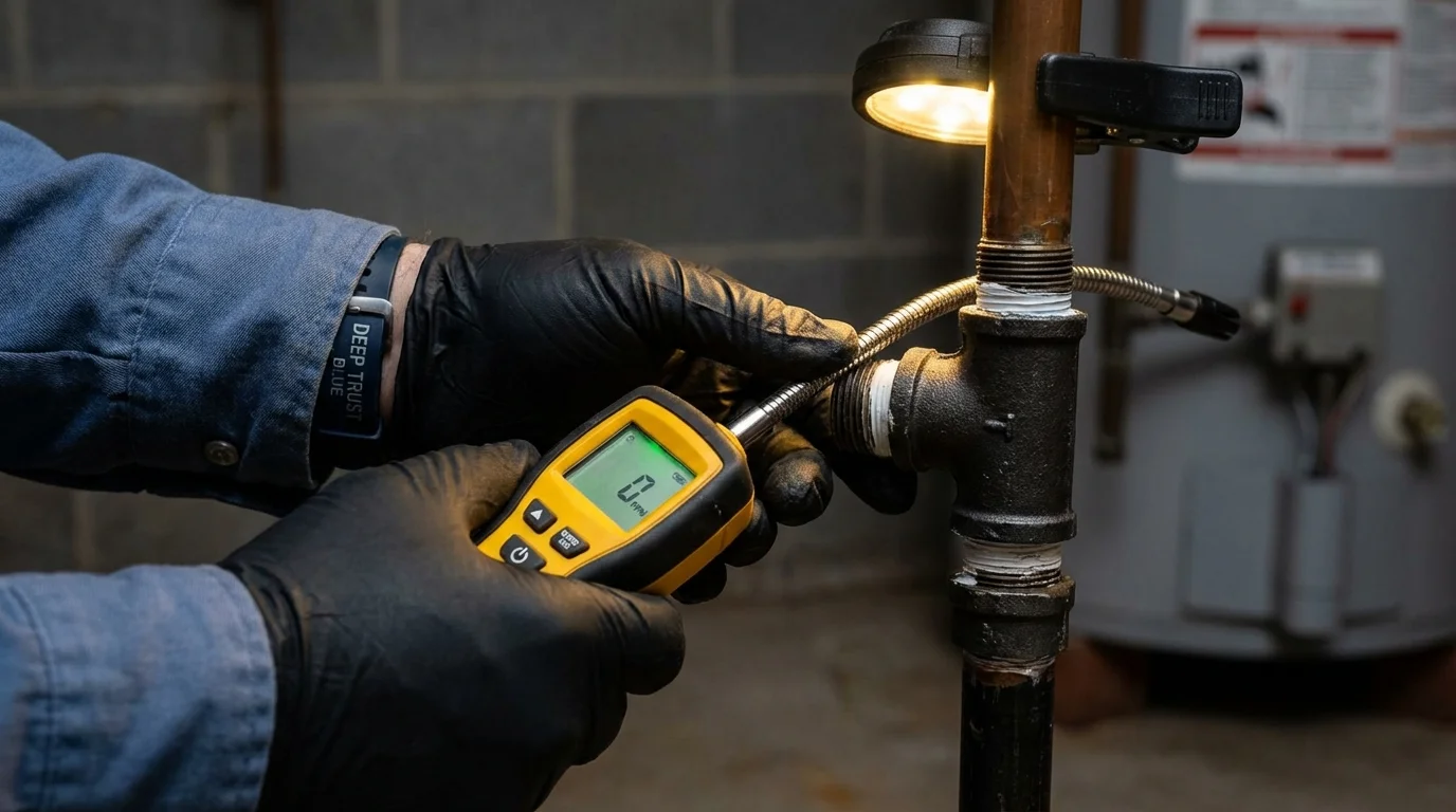 Gas leak detection with electronic sniffer by Johns Plumbing LLC in Duenweg