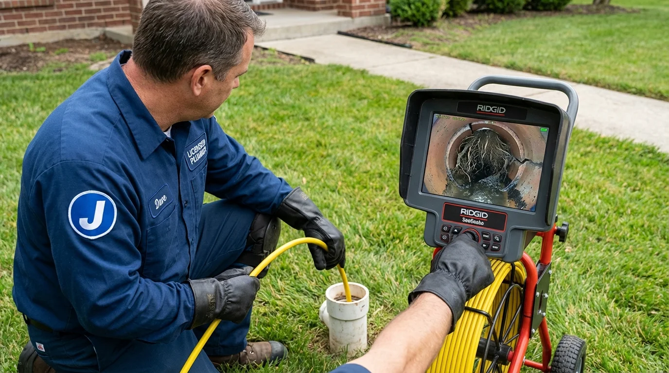 Sewer camera inspection being performed by Johns Plumbing LLC in Duenweg