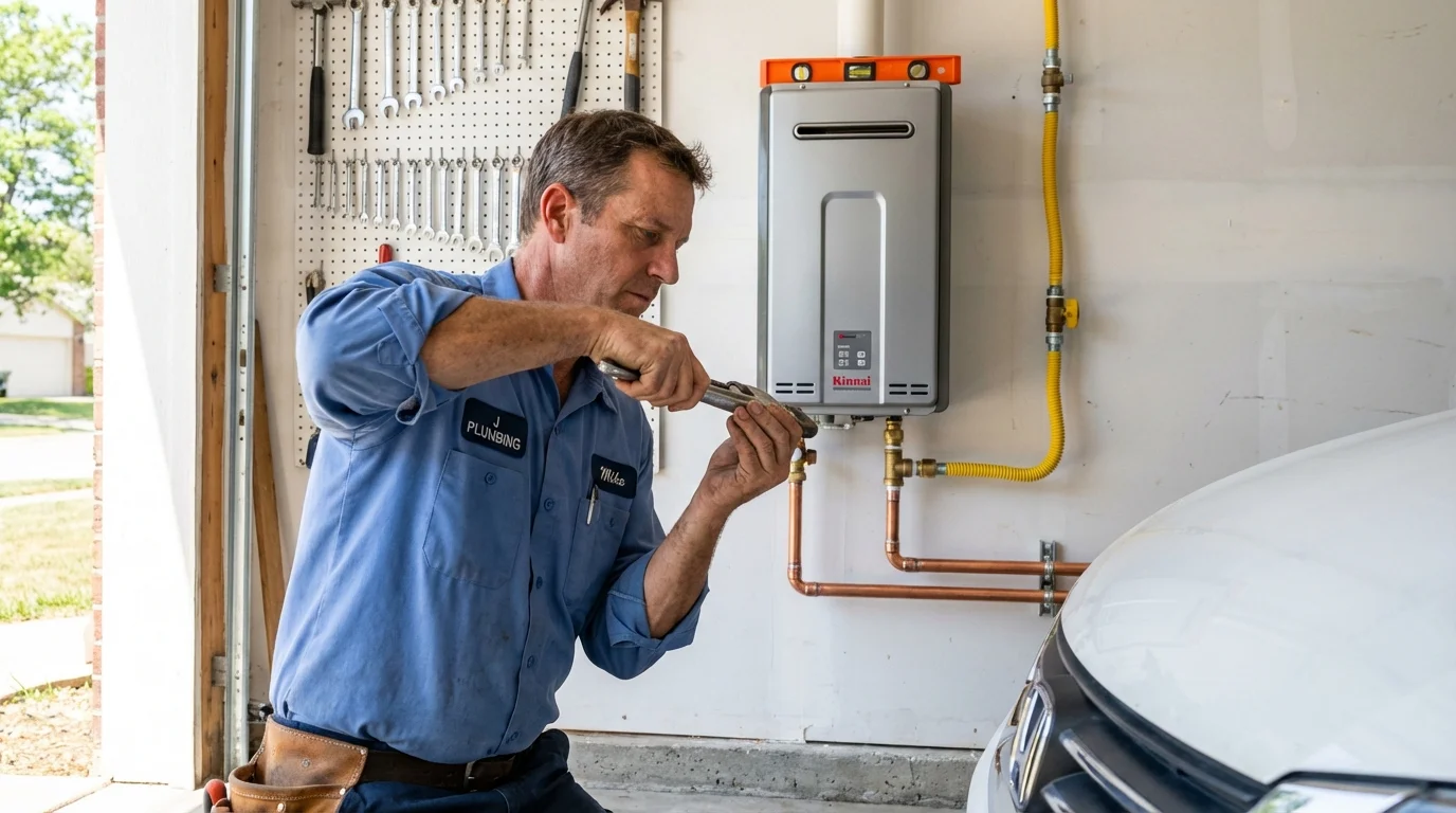 Tankless water heater installation by a Johns Plumbing LLC plumber in Duenweg